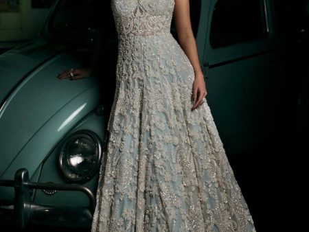 Powder Blue Pearl Gown Discount