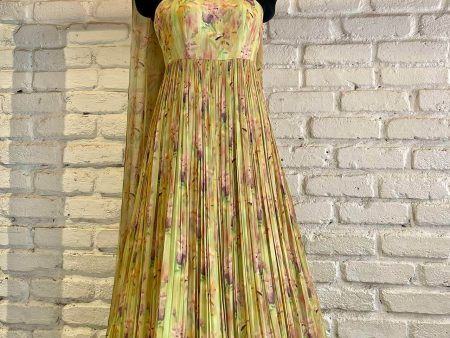 Green Floral Printed Dress Hot on Sale