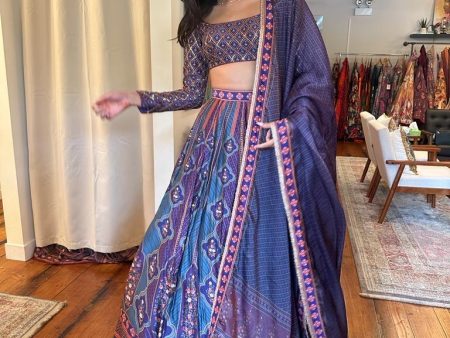 BLUE PURPLE DIGITAL PRINT LEHENGA SET - Ready To Ship Fashion