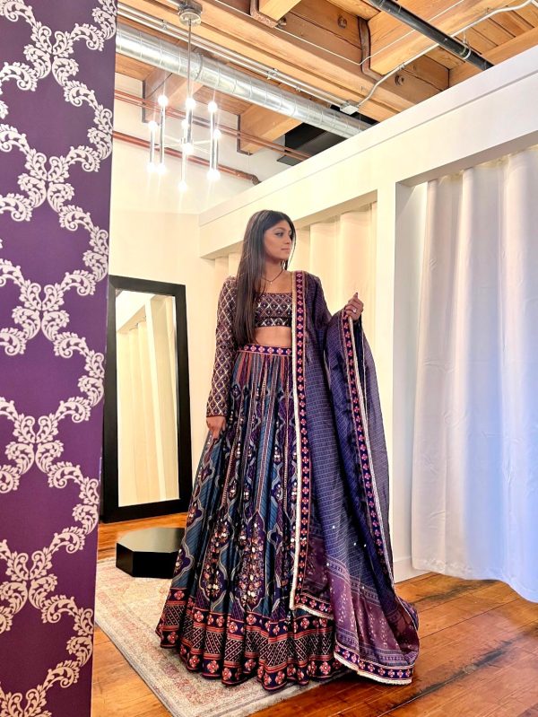 BLUE PURPLE DIGITAL PRINT LEHENGA SET - Ready To Ship Fashion