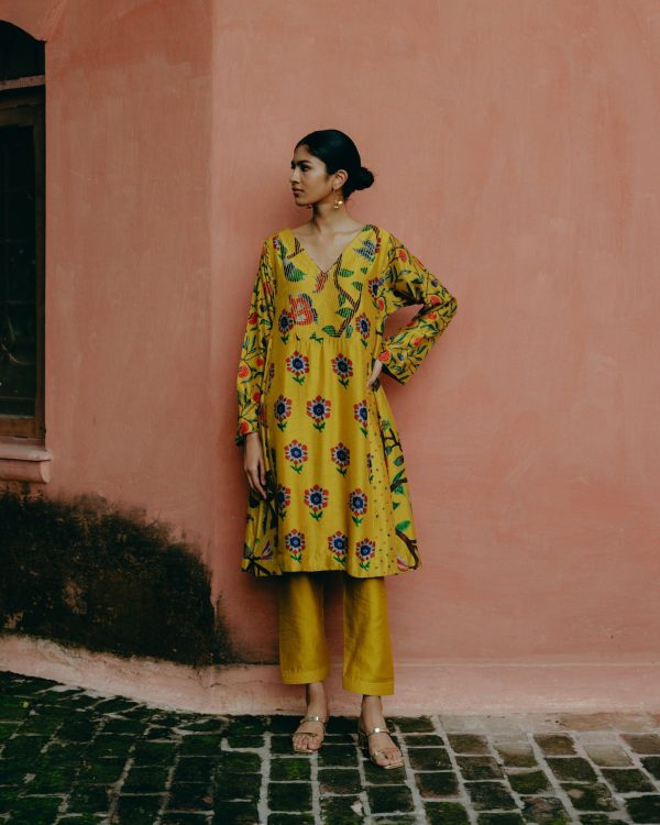 Sunflower yellow kalidar kurta Discount