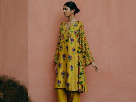 Sunflower yellow kalidar kurta Discount