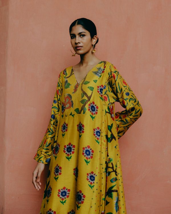 Sunflower yellow kalidar kurta Discount