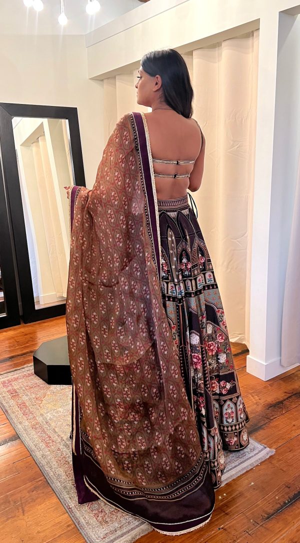 FSP BROWN DIGITAL PRINT LEHENGA SET - Ready To Ship For Cheap