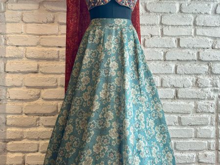 Blue Tissue Lehenga Set For Sale