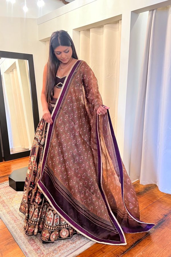 FSP BROWN DIGITAL PRINT LEHENGA SET - Ready To Ship For Cheap