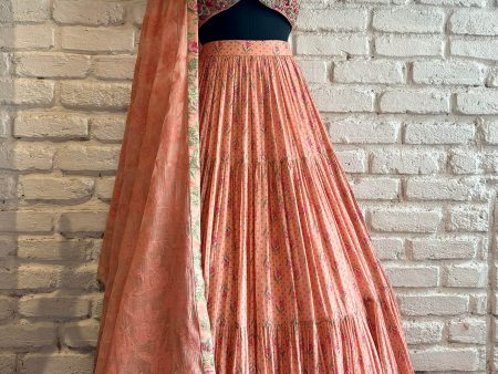 Pink Gathered Lehenga For Discount