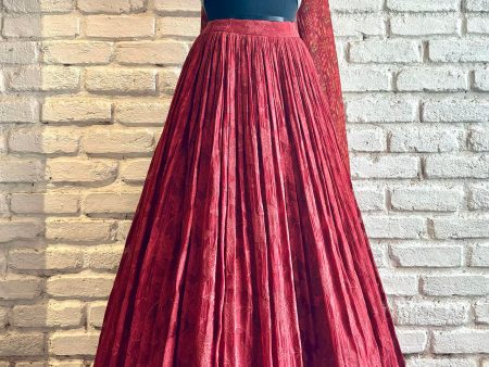 Rust Threadwork Lehenga Set Online Sale