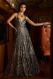 Gun Metal Sequin Gown For Discount