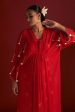 Red Gota Embroidered Kaftan With Slip Cheap