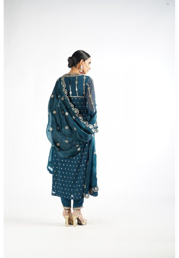 Dark Teal Embellished Pant Kurta Set Online now