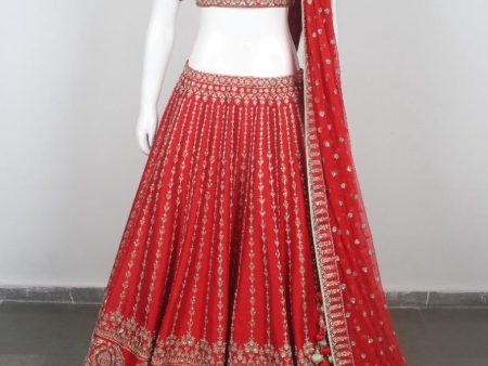 RED MAHEEN LEHENGA - Ready To Ship Supply