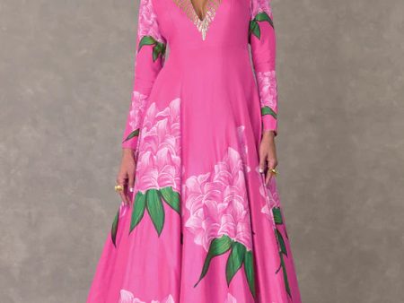 Gulaab Pink Candy Swirl Gown For Discount