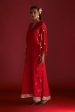 Red Gota Embroidered Kaftan With Slip Cheap