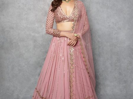 Dull Pink Double Tier Lehenga Set - Ready To Ship Online Hot Sale