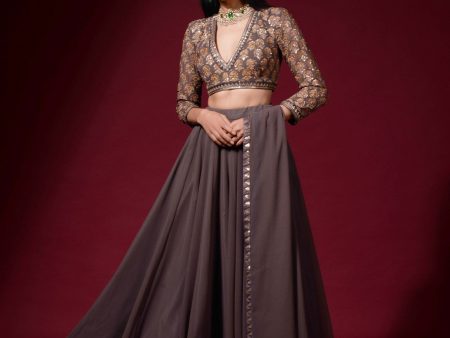 Charcoal Grey Lehenga Pant Set - Ready To Ship For Cheap