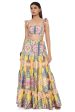 ALICE YELLOW ENCHANTED PRINT DUPION SILK EMBROIDERED BUSTIER AND SKIRT Discount