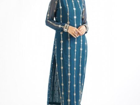 Dark Teal Embellished Pant Kurta Set Online now