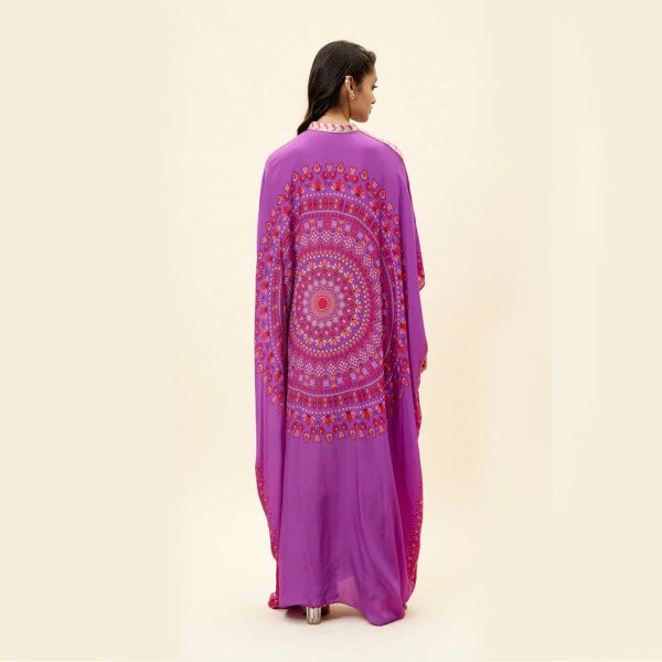 PURPLE RAVI BUTTA PRINT KAFTAN WITHPURPLE SAANJH PRINT PANTS For Cheap