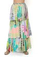 TROPICAL PRINT GEORGETTE EMBRODIERED ONE SHOULDER CAPE WITH A BUSTIER AND FRILL SHARARA Discount