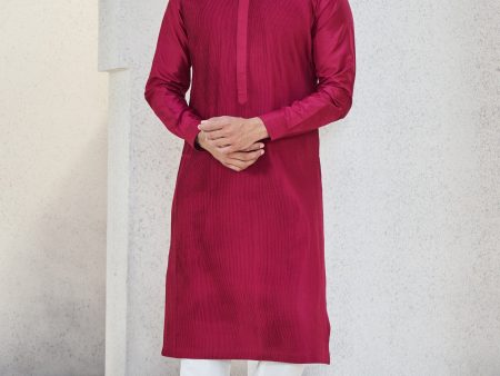 AFFAN KURTA - DARK PINK For Discount