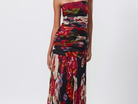 Pleated Strapless Gown Online Sale