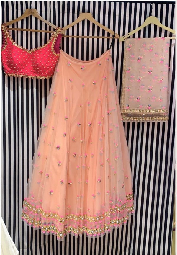 Papa Don t Preach Bespoke Coral Lehenga - Ready To Ship For Discount