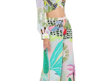 TROPICAL PRINT CREPE ONE SHOULDER TOP WITH PALAZZO Online Sale