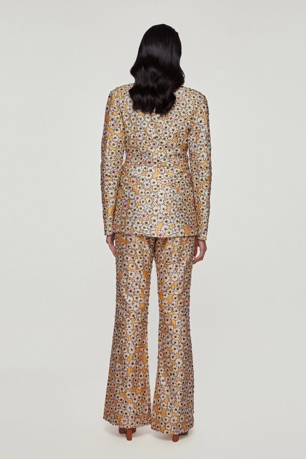 Divergence Yellow Printed and Embellished Pant Suit Cheap