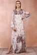 GREY GULBAGH PRINT VELVET KAFTAN WITH BELT Online Hot Sale