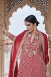 Mehkash Embroidered Cord Silk Suit Set - Red Fashion