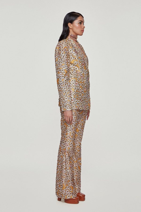 Divergence Yellow Printed and Embellished Pant Suit Cheap