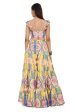 ALICE YELLOW ENCHANTED PRINT DUPION SILK EMBROIDERED BUSTIER AND SKIRT Discount