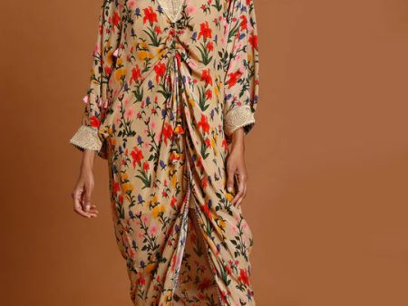 Oatmeal Autumn Bouquet Kaftan Sale