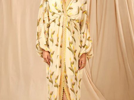 Ivory Floral Fantasy Kaftan Online Hot Sale