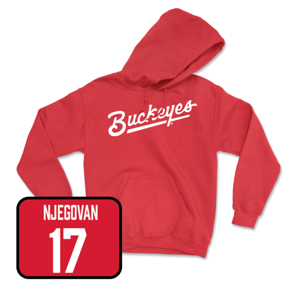 Red Men s Basketball Script Hoodie  - Ivan Njegovan Cheap