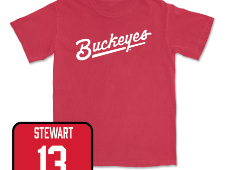 Red Men s Basketball Script Tee  - Sean Stewart For Cheap